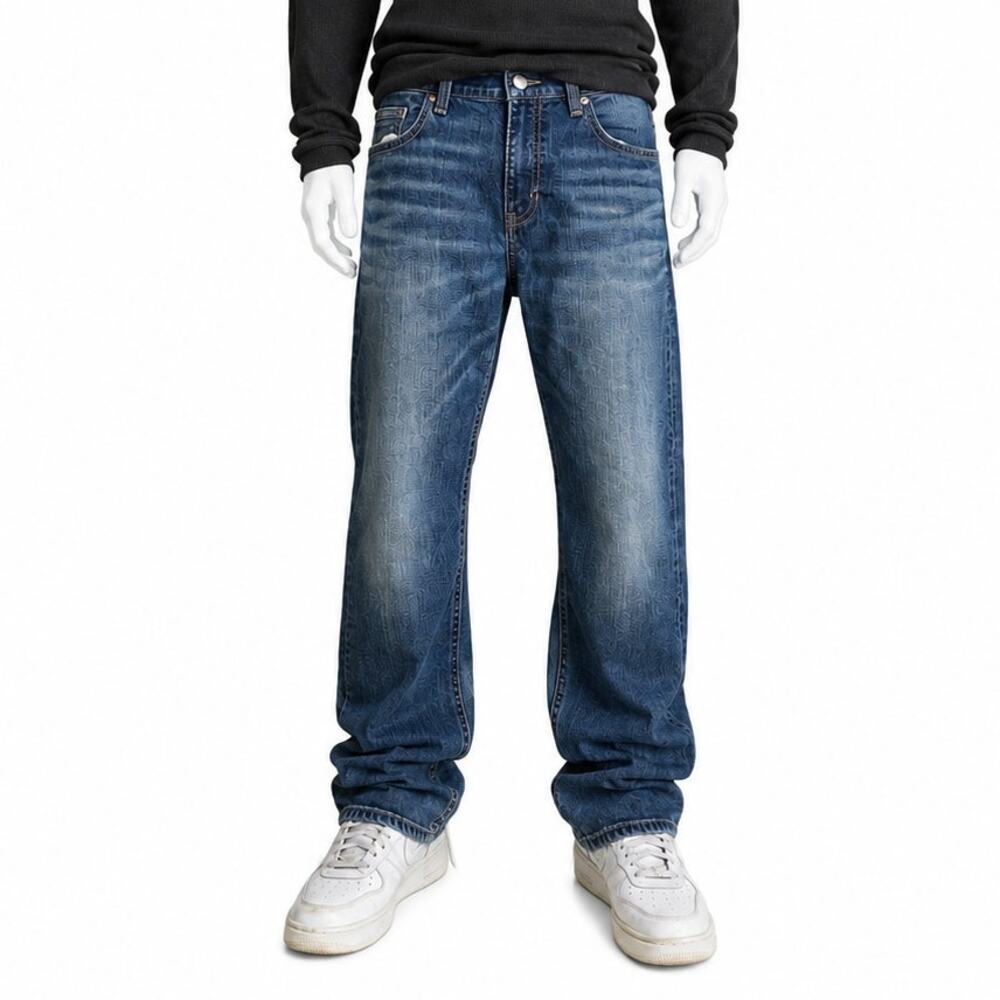 BKE Tyler Straight Leg Jeans Mens 36x30 Medium Wash Stretch Y2K Denim baggy